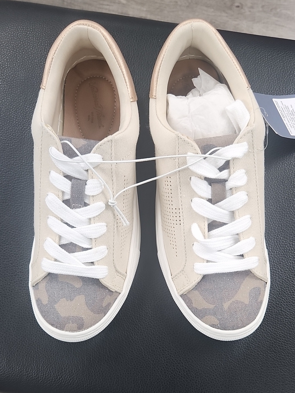 Universal Cream and Gray Camo Women's Low-Top Athletic Sneakers